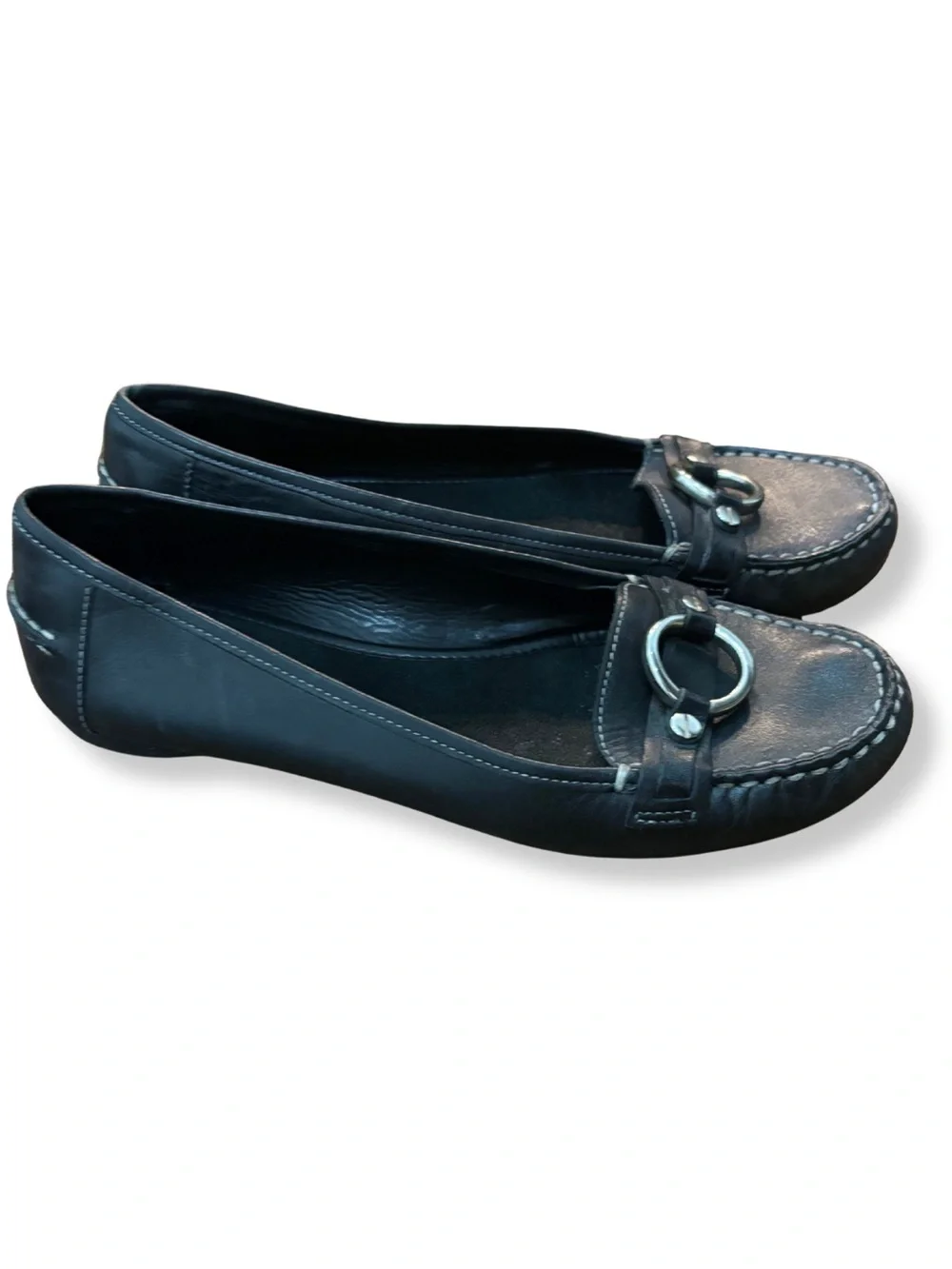 Alex Marie Black Leather Horsebit Loafers Flats Size 9M